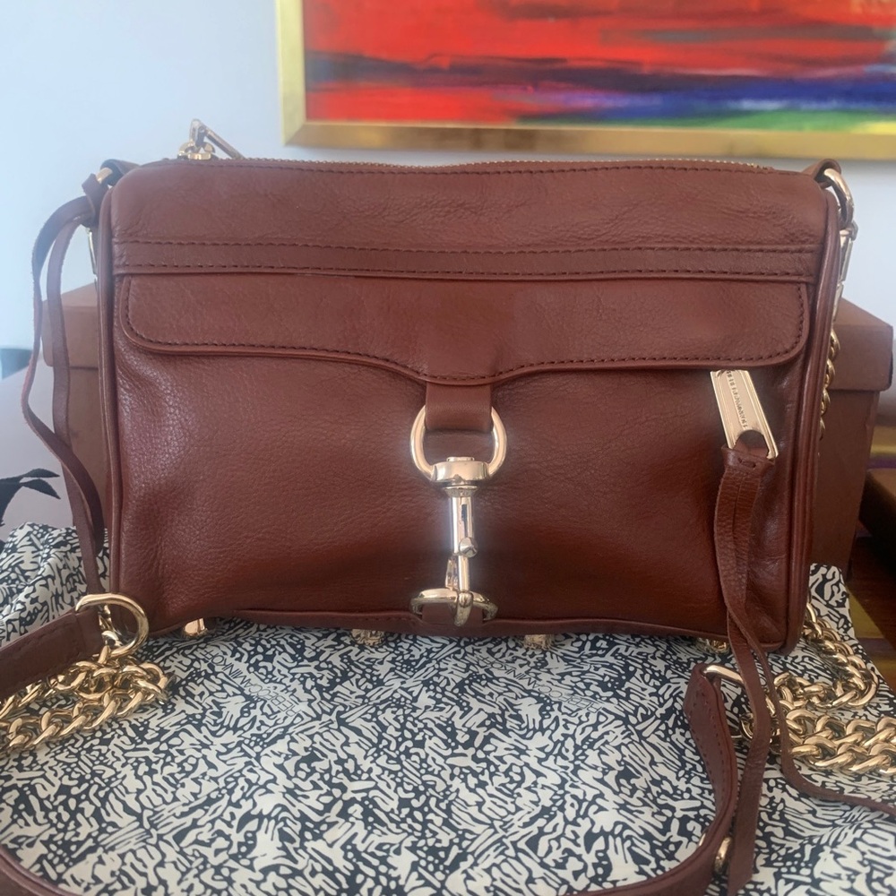 Rebecca Minkoff Leather MAC Crossbody Bag Brown Carmel With Chain—Color Is Amaze